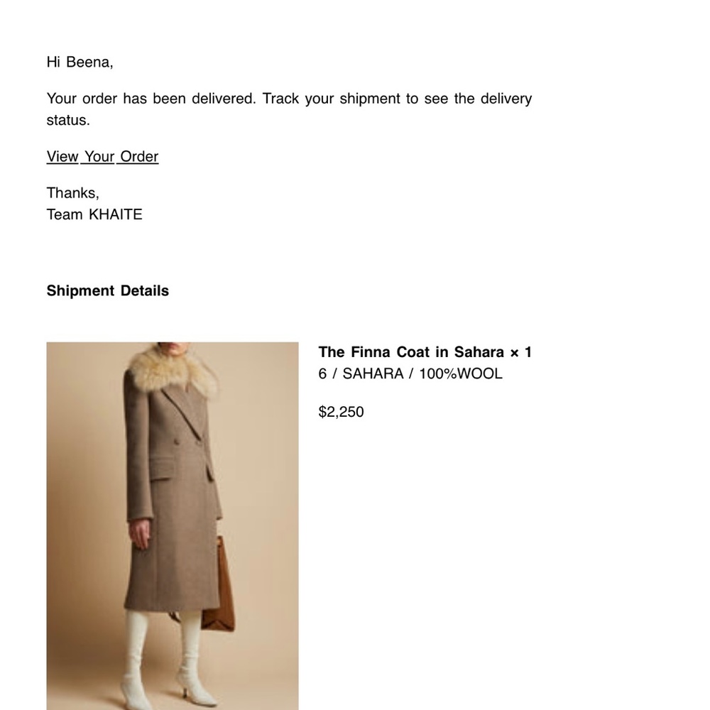 Khaite Finna Coat Size 6 Cashmere